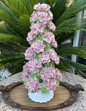 RARE C1950 CARNATION TOPIARY CENTREPIECE Italian MAJOLICA 5KG WEDDING TABLE 19”