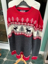 Mens Christmas Xmas jumper lee cooper medium good condition reindeer trees