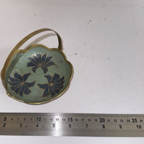 Brass handled trinket dish - handled,