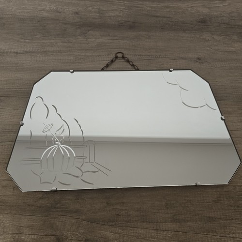 Vintage mirror art deco etched - deco,