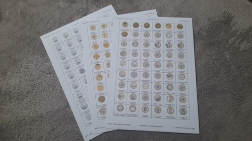 Coin collecting sheets 50p - coin, £2