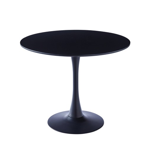 Black round pedestal - black, dining