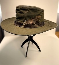 Beautiful Barbour Vintage Wax Bushman Hat Large Sage Green
