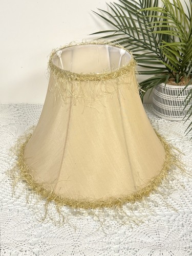 Large cream lampshade beaded - large,