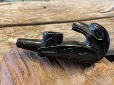 Fine Northwest Coast, Haida, Gwai Argillite pipe, ivory stem, engraved 1988