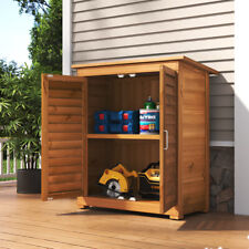 Wooden Garden Shed Shelving Small Tools Storage Outdoor Lawn Mower Wood Cabinet