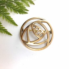  Round Gold Rennie Mackintosh Rose Design Art Nouveau Scotland Brooch Pin 