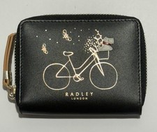 RADLEY BLACK ZIP AROUND LEATHER PURSE WALLET NEW!!!