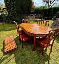 Vintage Solid Rosewood Chinese/Thai Extendable Dining Table & 6 Chairs