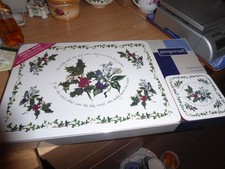 Brand New Portmeirion Holly and Ivy 6 placemats and 6 coasters