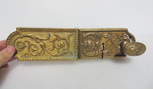 Victorian brass door rim lock - brass,