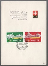 1954 Switzerland Car Show PTT Card. Alpine Post