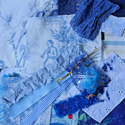 Blue fabric scrap bundle - scrap,