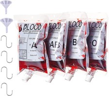 20 Pcs Halloween Blood Bag for Drinks IV Bags,2 Funnels,4 S Hooks, 250ml... 