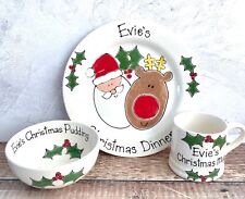Kids Personalised Christmas Dinner Plate, Christmas Pudding, Christmas Mug Gift