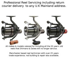REEL SERVICING for 4 REELS Shimano/Daiwa/Fox/ANY BRAND Coarse/Sea incl DELIVERY