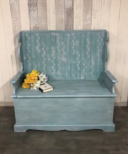Hand painted storage bench - hand,