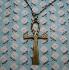 FUNKY LARGE BRASS ANKH CROSS
