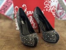 KRASCEVA Black diamond embellished 4.5" heel Shoes UK 5 Bnwt