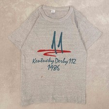 Chaps Vintage 80s Kentucky Derby Single Stitch Graphic T-Shirt L Women's Grey 