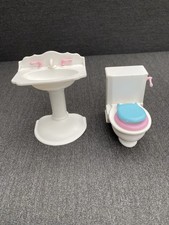 Vintage Barbie Shelley 1996 Bathroom Toilet Basin Sink Opening Seat Lid