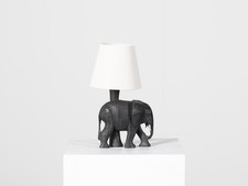 Ebonised Elephant Table Lamp