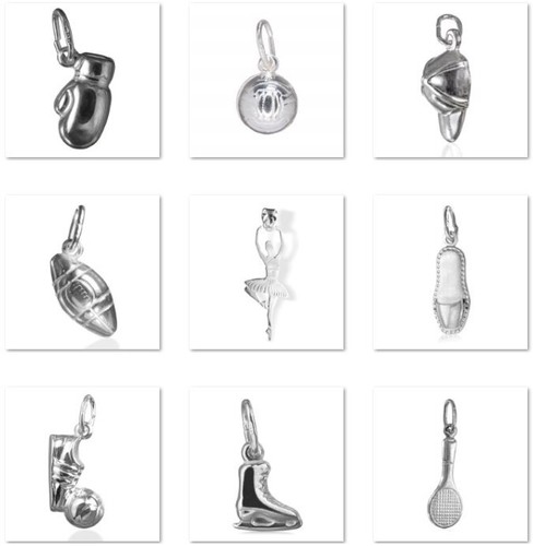 Silver sports charm pendant - charm,