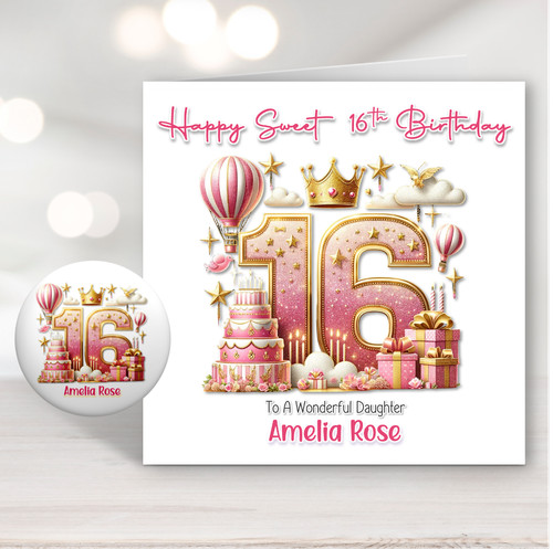 Girls 16th birthday card - girls,
