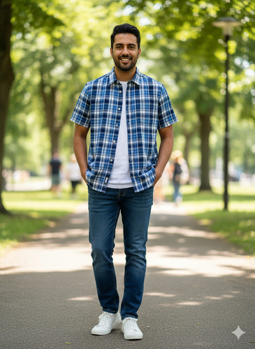 Mens checked shirt short - checked,