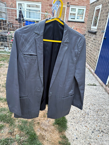 Men grey leather blazer - men’s,