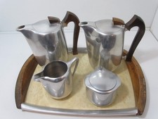 Picquot Ware 4 PC Coffee Set Set With Tray Vintage