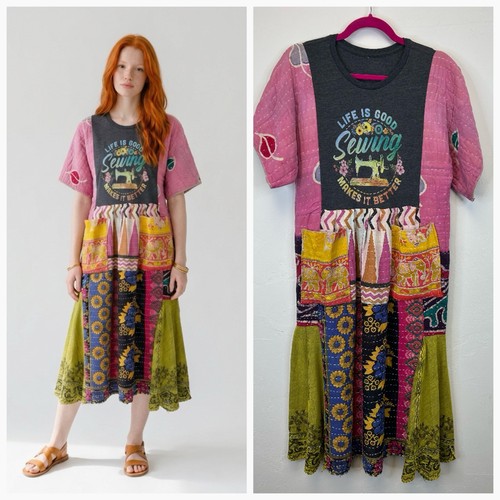 Patchwork boho hippie midi - patchwork,