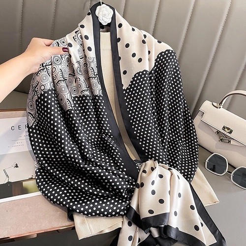 Silk scarf women polka dot - silk,