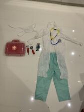 Doctor Nurse Costume Fancy Dress Kids Age 5-6 Years White Green With Accessories