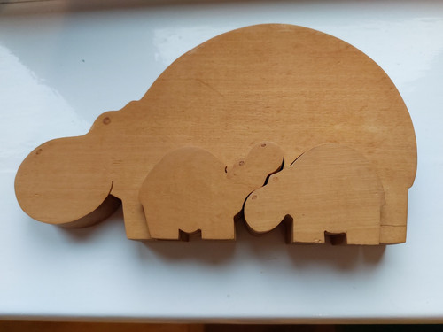 Hippo wooden puzzle with two - puzzle,