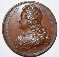 1731-KING GEORGE II-DEDICATION BRONZE MEDAL BY J.DASSIER