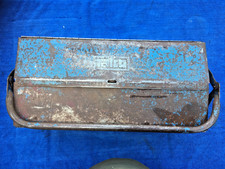 Vintage Talco - Rusty Blue Metal Cantilever 17" Tool Box - Made In England
