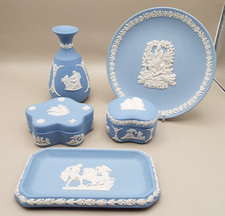 5 x WEDGWOOD BLUE JASPERWARE