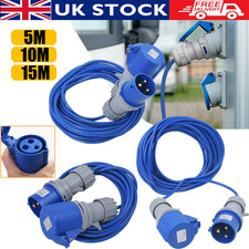 5M/10M/15M Heavy Duty Hook Up Camping Caravan Cable 32 Amp 240V Mains Extension