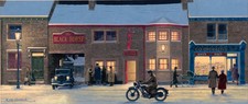 England 1948. Limited Edition print by Keith Woodcock. Scott motorbike, Bradford