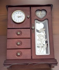 Vtg Wooden Jewelry Box Armoire