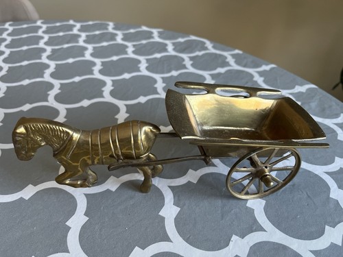 Vintage brass horse and cart - vintage,