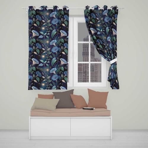 Blackout eyelet curtains blue - blackout,
