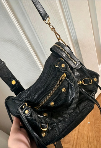 Balenciaga black leather city - leather,