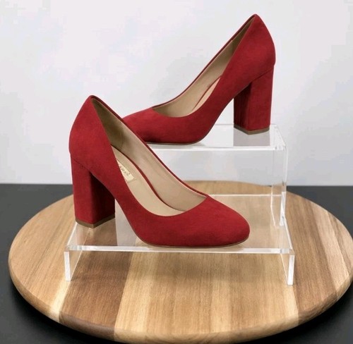 Primark red suede block heel - suede,