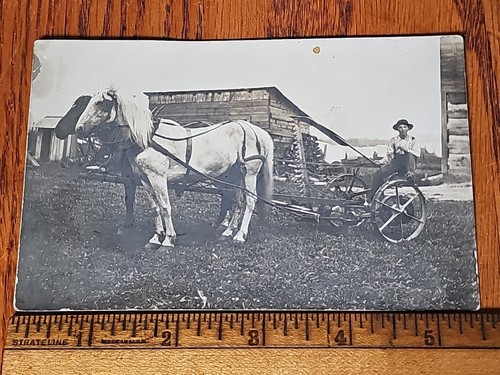 1908 rppc farmer horse drawn - rppc,