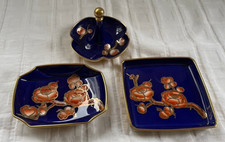 Caverswall - Plum Blossom 3 x Pieces (Cobalt Blue & Gold) REDUCED