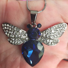 Diamante bee insect pendant necklace chain