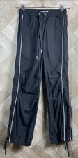 Mint Velvet Black Thin Tracksuit Bottoms Side White Stripe Size XS Tie Hem