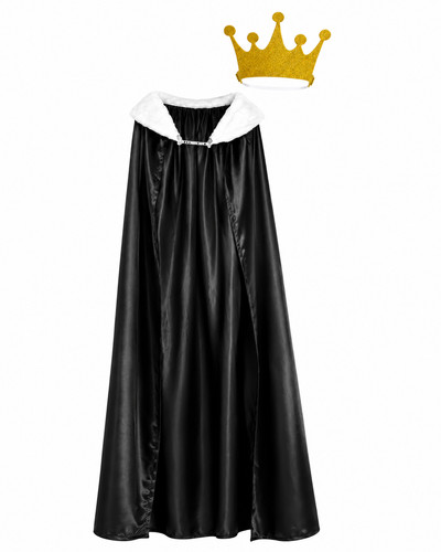 Adult black satin royal cape - black,